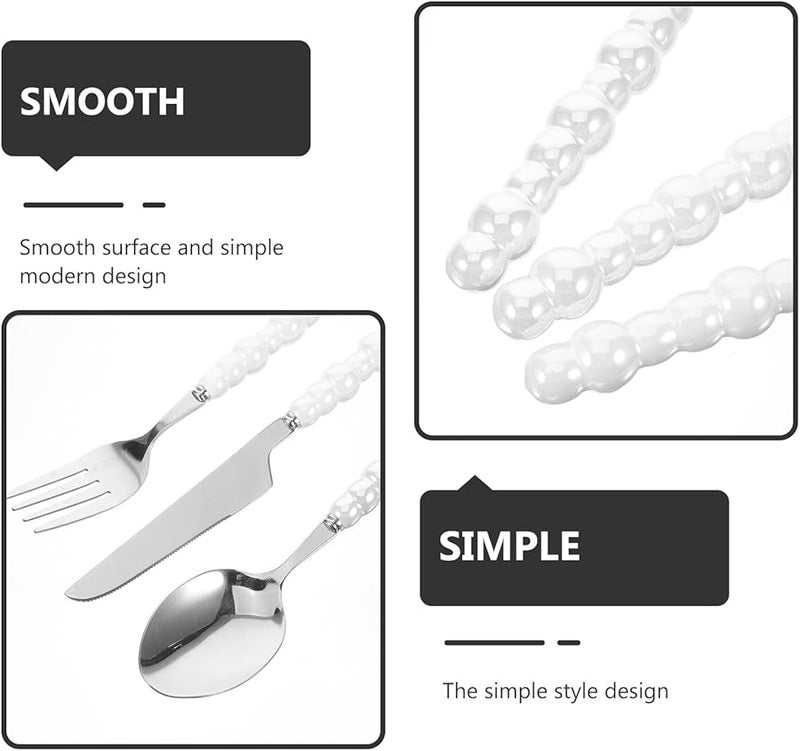 Stainless Steel Fork With White Pearl Handle Practical Elegant Tableware Easy To Clean - Image 5